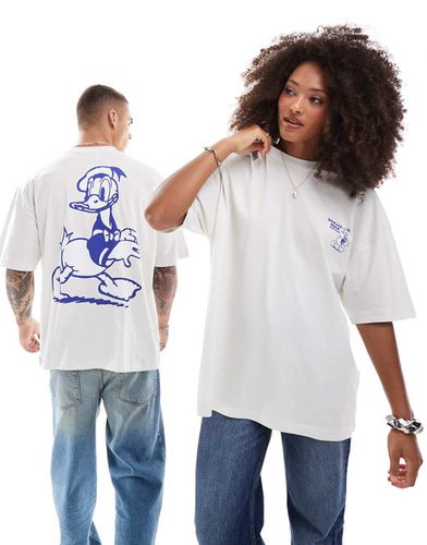 Disney - T-shirt unisex oversize chiaro con stampa di Paperino - ASOS DESIGN - Modalova