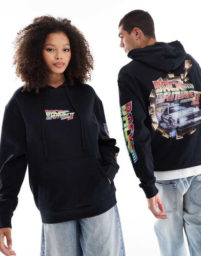 Felpa con cappuccio unisex oversize nera con stampe "Back To The Future" su licenza - ASOS DESIGN - Modalova