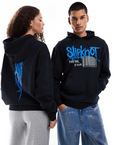 Felpa con cappuccio oversize unisex nera con stampe "Slipknot" su licenza - ASOS DESIGN - Modalova