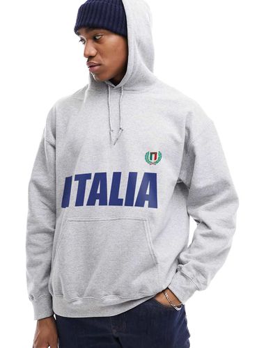 Felpa con cappuccio oversize grigia con scritte "Italia" stampate - ASOS DESIGN - Modalova