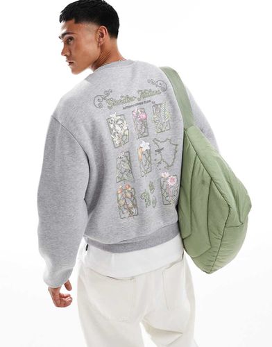 Felpa girocollo oversize squadrata con stampa di fiori sul davanti e sul retro - ASOS DESIGN - Modalova