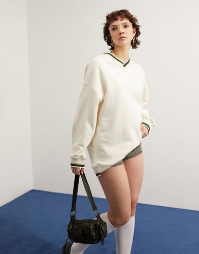 Felpa écru a righe con fettuccia - ASOS DESIGN - Modalova