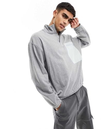 Felpa oversize con collo a imbuto grigio mélange con tasca - ASOS DESIGN - Modalova