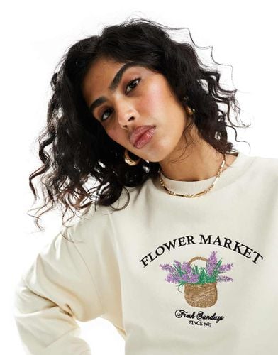 Felpa oversize bianca con ricamo "Flower Market" - ASOS DESIGN - Modalova