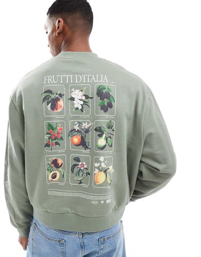 Felpa oversize squadrata con stampa di frutta in riquadri - ASOS DESIGN - Modalova