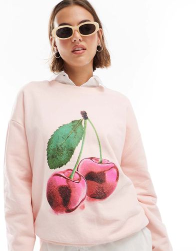 Felpa oversize confetto con grafica con ciliegie - ASOS DESIGN - Modalova