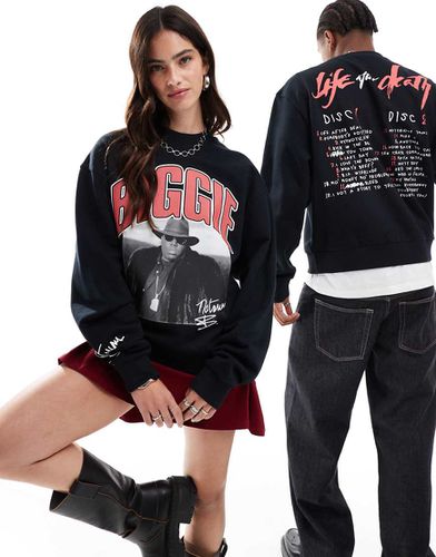 Felpa nera unisex squadrata con stampe di Biggie Smalls su licenza - ASOS DESIGN - Modalova