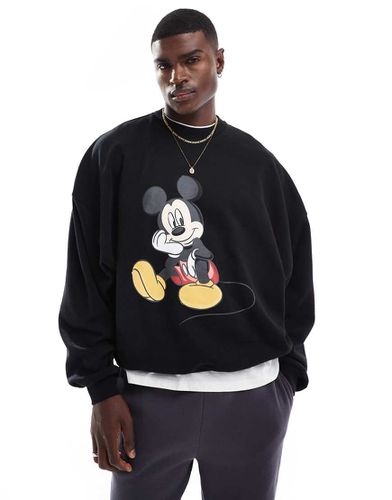 Felpa super oversize nera con stampa "Disney Mickey Mouse" sul retro - ASOS DESIGN - Modalova