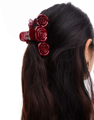 Fermaglio per capelli color bordeaux con dettaglio di rose - ASOS DESIGN - Modalova