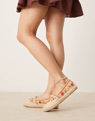 Jos - Espadrilles fermées brodées - Naturel - Asos Design - Modalova