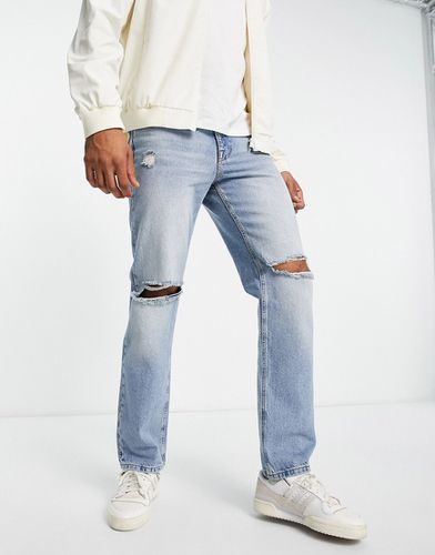 Jeans ampi dritti lavaggio medio con strappi sulle ginocchia - ASOS DESIGN - Modalova
