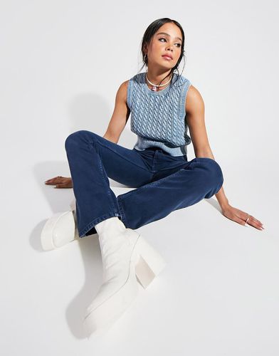 Jeans dritti a vita medio alta slavato - ASOS DESIGN - Modalova