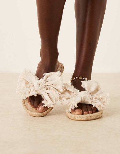 Jem - Mules style espadrilles avec naud - Naturel - Asos Design - Modalova