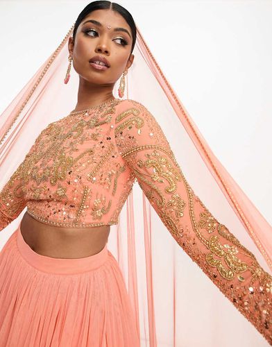 Lehenga - Crop top color calendula con strass - ASOS DESIGN - Modalova