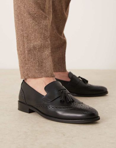 Mocassini stile brogue in pelle neri con nappe - ASOS DESIGN - Modalova