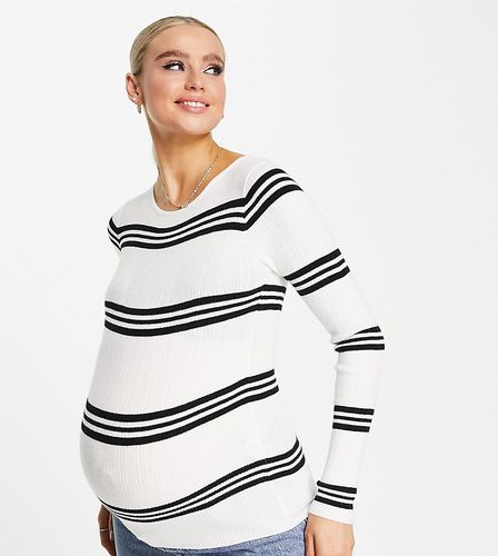 ASOS DESIGN Maternity - Maglione girocollo nero e bianco a righe - ASOS Maternity - Modalova