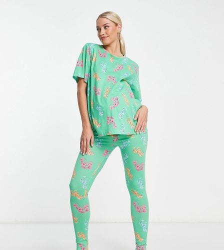 ASOS DESIGN Maternity - Pigiama con t-shirt oversize e leggings verdi con dinosauri e aragoste - ASOS Maternity - Modalova