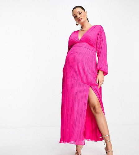 ASOS DESIGN Maternity - Vestito midi a pieghe acceso con cintura - ASOS Maternity - Modalova