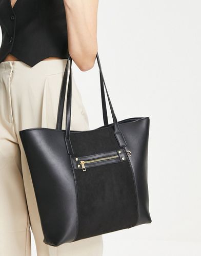 Maxi borsa nera con pannello con zip - ASOS DESIGN - Modalova