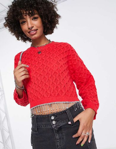 Maglione a trecce con fondo decorato scuro - ASOS DESIGN - Modalova