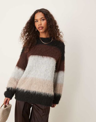 Maglione girocollo oversize spazzolato a righe - ASOS DESIGN - Modalova