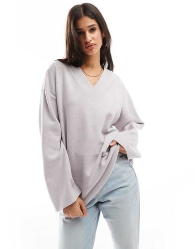 Maglione oversize lilla morbidissimo con scollo a V - ASOS DESIGN - Modalova