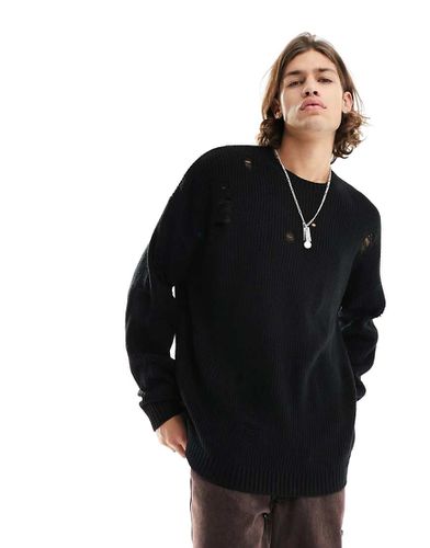 Maglione oversize lavorato a coste inglesi con dettaglio smagliato - ASOS DESIGN - Modalova