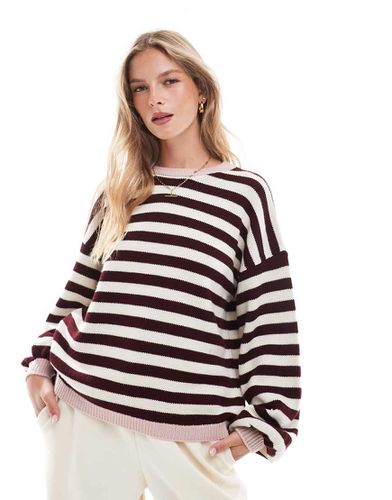 Maglione lavorato bordeaux sfumato a righe - ASOS DESIGN - Modalova