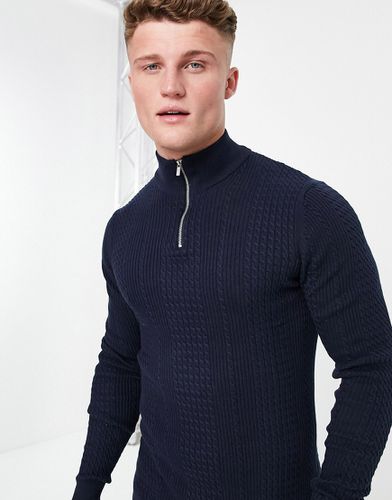 Maglione leggero in maglia a trecce con zip corta - ASOS DESIGN - Modalova