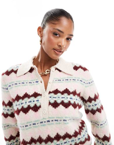 Maglione con motivo Fair Isle e abbottonatura parziale - ASOS DESIGN - Modalova