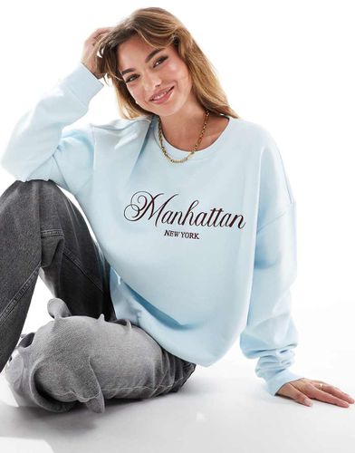 Manhattan New York - Felpa oversize azzurra con stampa - ASOS DESIGN - Modalova