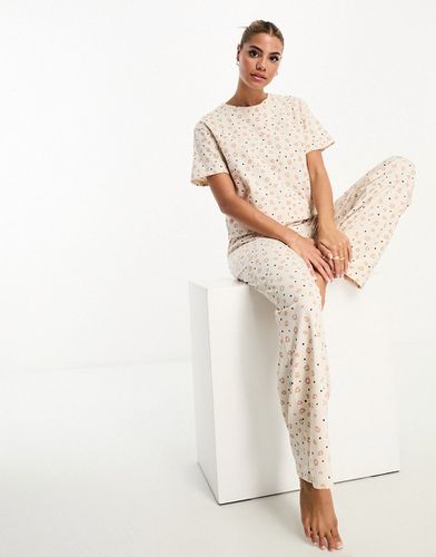 Mix & Match - T-shirt del pigiama color crema animalier - ASOS DESIGN - Modalova