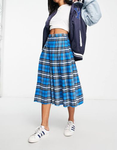 Minigonna stile kilt a pieghe blu a quadri - ASOS DESIGN - Modalova