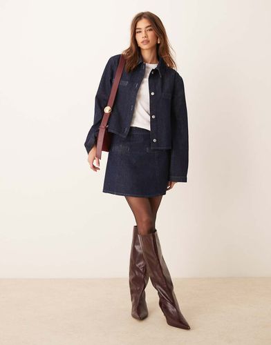 Minigonna sartoriale in denim indaco con cuciture a vista - ASOS DESIGN - Modalova