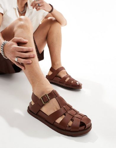 Sandali stile pescatore marroni a punta chiusa - ASOS DESIGN - Modalova