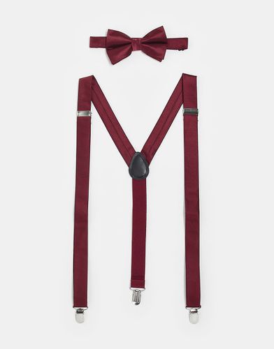 Set bordeaux con farfallino e bretelle - ASOS DESIGN - Modalova