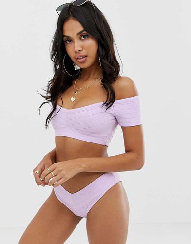 Slip bikini a fasce lilla con incrocio frontale - ASOS DESIGN - Modalova