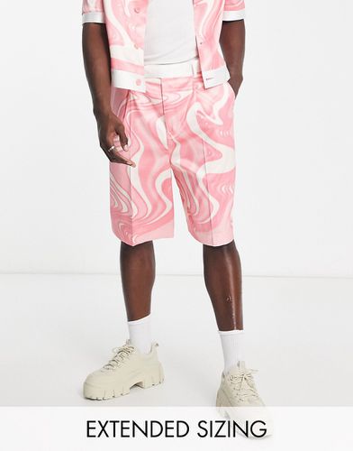 Pantaloncini bermuda eleganti taglio corto con stampa rosa astratta in coordinato - ASOS DESIGN - Modalova