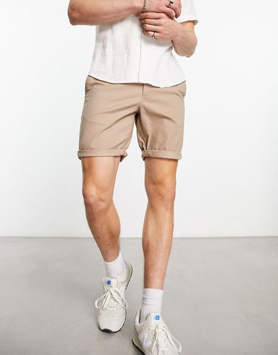 Pantaloncini chino skinny taglio medio color pietra - ASOS DESIGN - Modalova