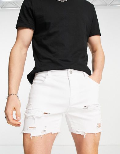 Pantaloncini di jeans taglio corto skinny bianchi con strappi - ASOS DESIGN - Modalova