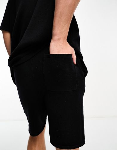 Pantaloncini in maglia di cotone di media pesantezza neri in coordinato - ASOS DESIGN - Modalova