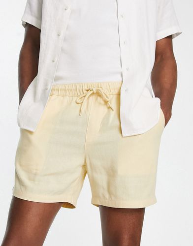 Pantaloncini slim in lino beige taglio corto - ASOS DESIGN - Modalova