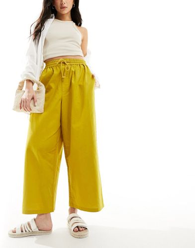 Pantaloni a cilindro color chartreuse in misto lino - ASOS DESIGN - Modalova
