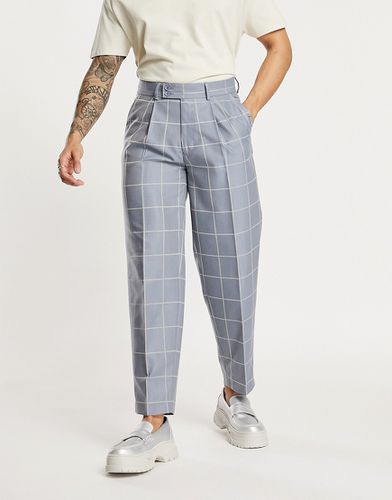 Pantaloni a palloncino eleganti in misto twill di lino a quadri grandi - ASOS DESIGN - Modalova