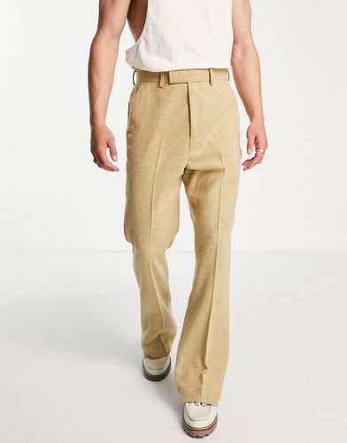 Pantaloni a vita alta eleganti a zampa in twill di misto lana color cammello - ASOS DESIGN - Modalova