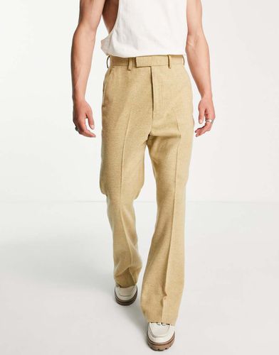 Pantaloni a vita alta eleganti a zampa in twill di misto lana color cammello - ASOS DESIGN - Modalova