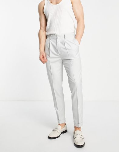 Pantaloni affusolati eleganti con risvolto menta pastello microtesturizzati - ASOS DESIGN - Modalova