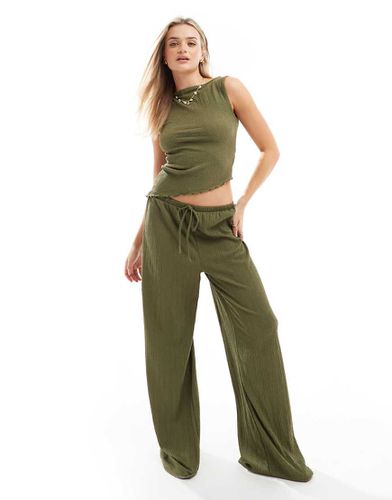 Pantaloni ampi testurizzati kaki in coordinato - ASOS DESIGN - Modalova