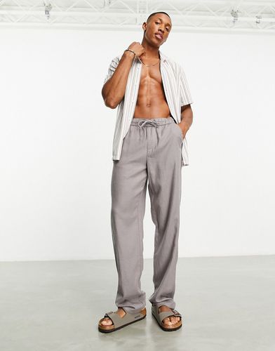 Pantaloni comodi in lino grigi - ASOS DESIGN - Modalova