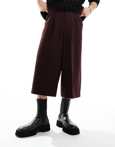 Pantaloni cropped bordeaux eleganti in misto lana - ASOS DESIGN - Modalova